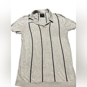 Mens- Abercrombie & Fitch- Thin Navy Striped Gray Polo Sweater- Sz M- EUC!